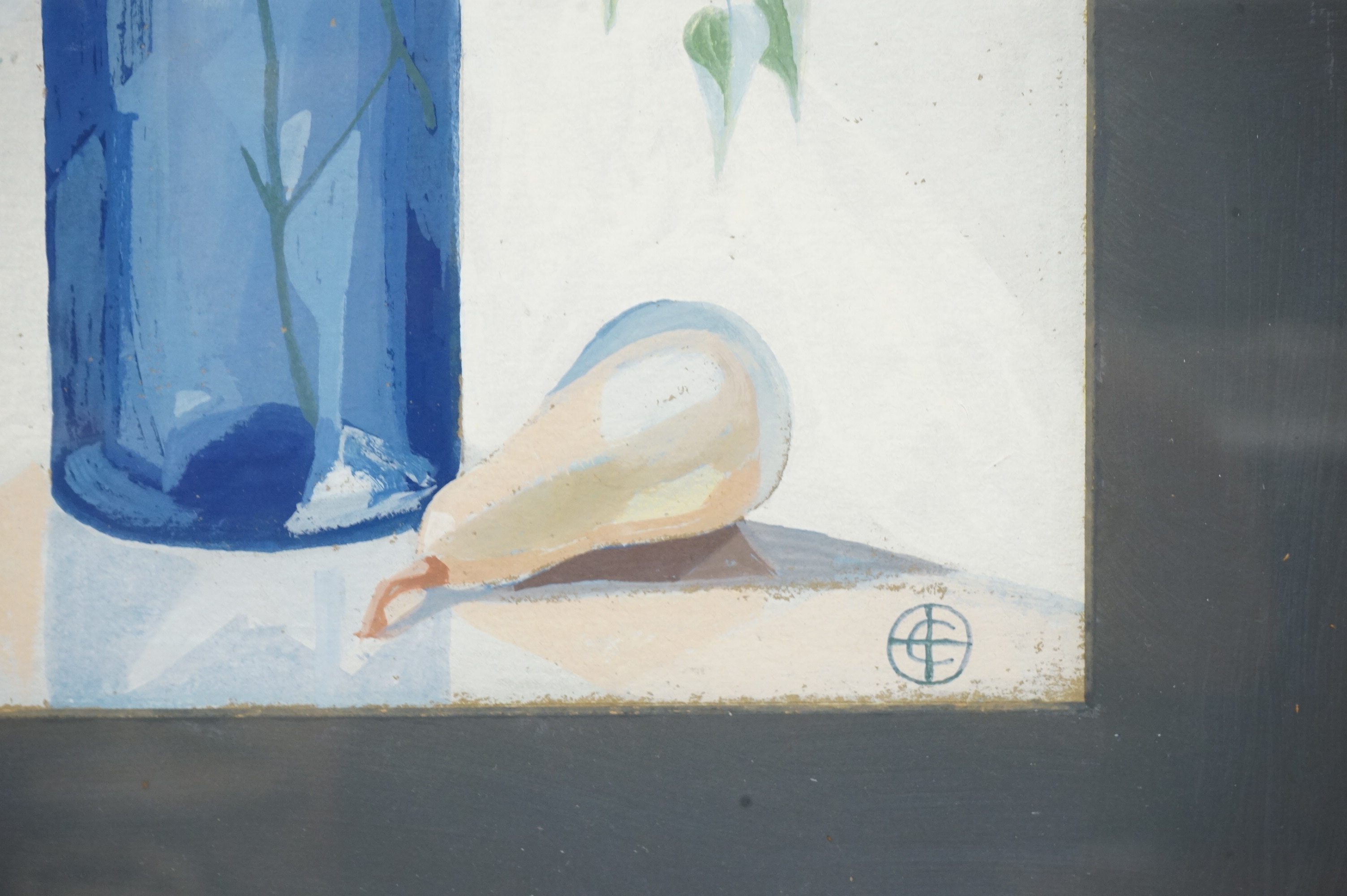 Christina Brooke (Contemporary), abstract study, Still life of flowers in a glass bottle, monogrammed, oil, 28 x 22cm
